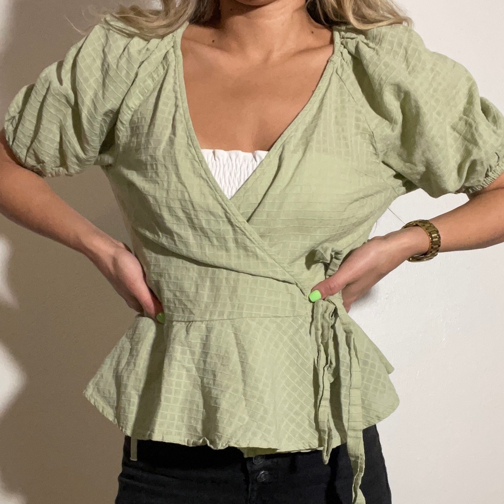Cute green wrap top